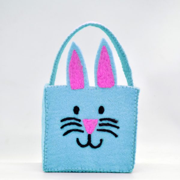 Bunny Design Wool Felt Easter Basket | Handmade Basket - Image 3