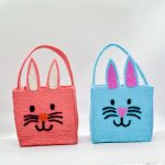 Bunny Design Wool Felt Easter Basket | Handmade Basket