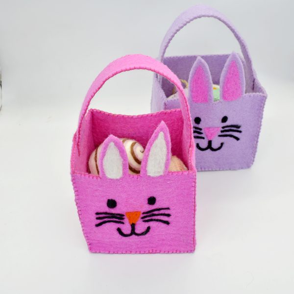 Pink and Purple Felt Easter Baskets | Handmade Easter Decoration - Image 2