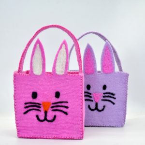 Pink and Purple Felt Easter Baskets | Handmade Easter Decoration