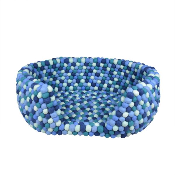Blue Wool Felt Ball Dog Bed - Image 5
