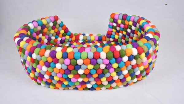 Multicolor Wool Felt Ball Dog Bed - Image 4