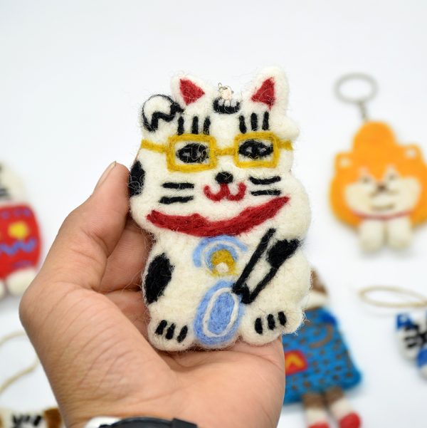 Handmade Felt Cat Keyring | Manufactured Using 100% Wool | Animal Keyring - Image 5