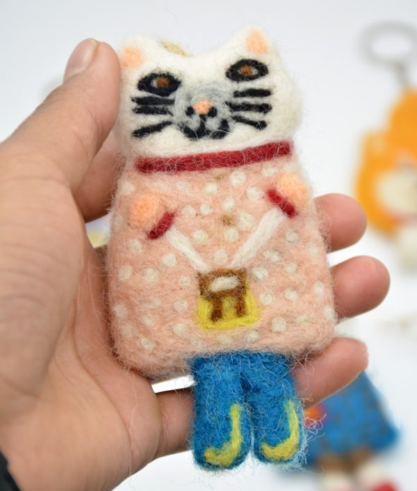 Handmade Felt Cat Keyring | Manufactured Using 100% Wool | Animal Keyring - Image 3