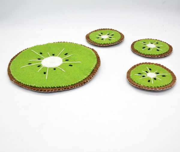 Felt Coaster and Trivet | Kiwi Design Trivet and Coaster Set - Image 2