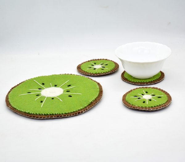 Felt Coaster and Trivet | Kiwi Design Trivet and Coaster Set