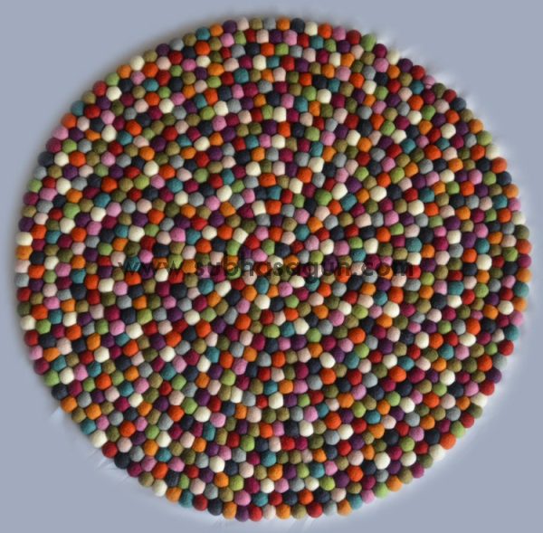 Multicolor Handmade Felt Ball Rugs | Manufactured Using 100% Wool - Image 2