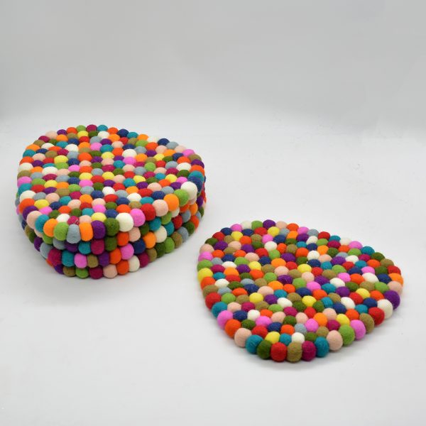 Felt Ball Oval Trivet | Trivet for Table Top Protect - Image 2