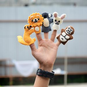 Handmade Wool Felt Animal Finger Puppets - Set of 5