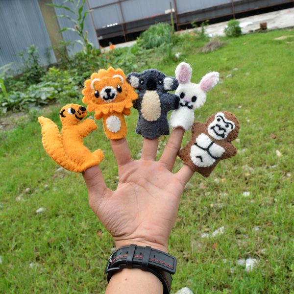 Handmade Wool Felt Animal Finger Puppets - Set of 5 - Image 2