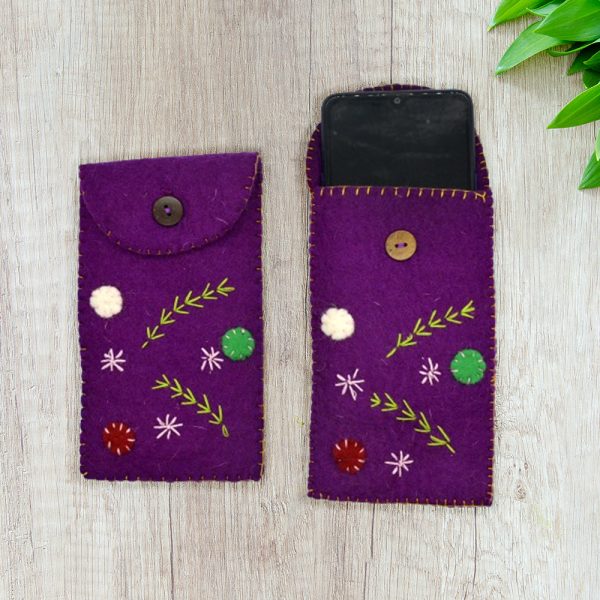 Purple Wool Felt Mobile Cover | Handmade - Image 2