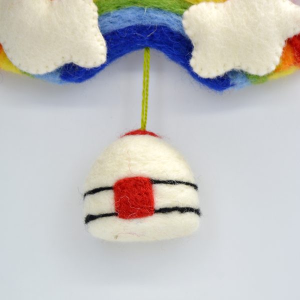 Handmade Felt Rainbow Wall Hanging with Balloon - Image 2