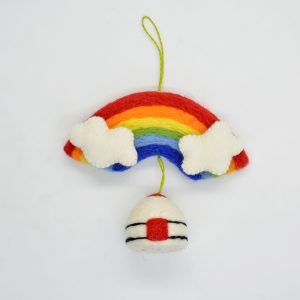 Handmade Felt Rainbow Wall Hanging with Balloon