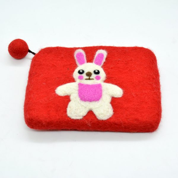 Bunny Embroidered Wool Felt Coin Purse - Image 8