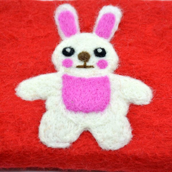 Bunny Embroidered Wool Felt Coin Purse - Image 7