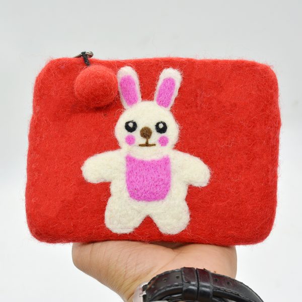 Bunny Embroidered Wool Felt Coin Purse - Image 9