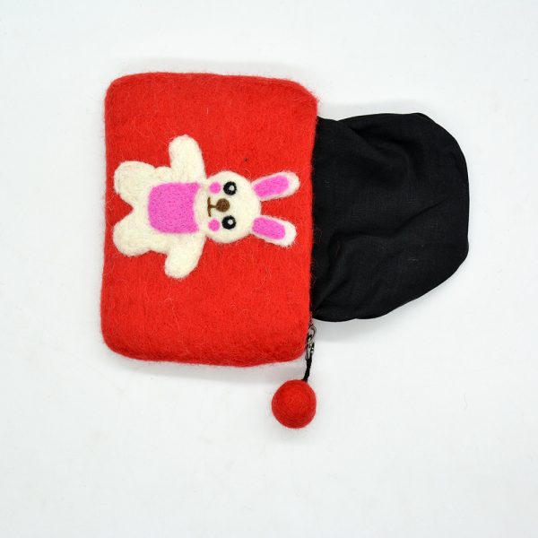 Bunny Embroidered Wool Felt Coin Purse - Image 2