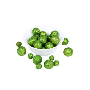 Natural 2.2cm Wool Felt Glitter Ball | Light Green