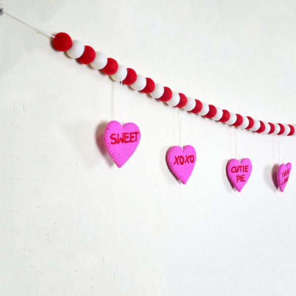 Felt Heart and Ball Garland for Valentine | Handmade Heart Ornaments Garland - Image 3
