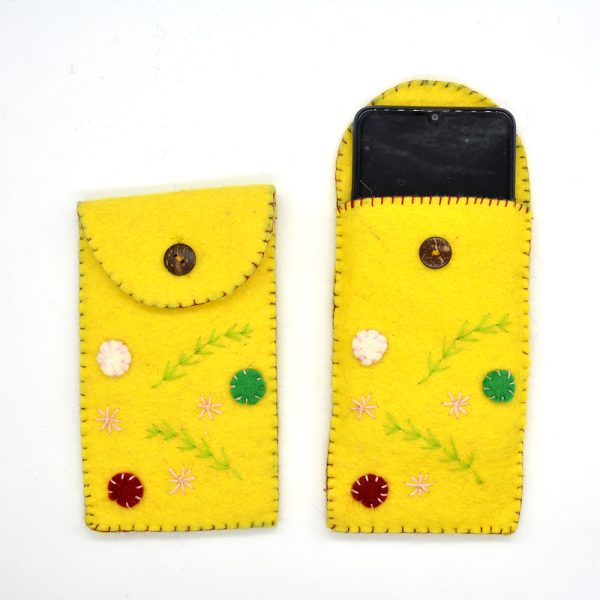 Handmade Felt Mobile Cover | Yellow Mobile Cover - Image 5