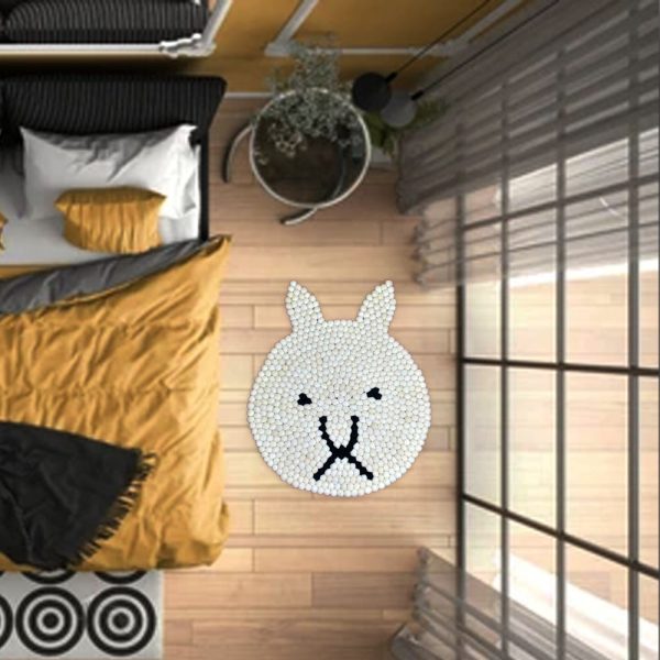 Bunny Felt Ball Rug | Handmade Felt Ball Rug | Manufactured Using 100% Wool