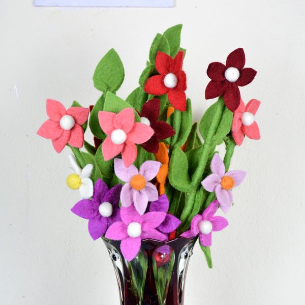 DIY Crafted Felt Flowers Bouquet | Colorful Handmade Flowers - Image 4