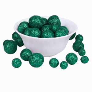 2.2cm Wool Felt Glitter Ball | Christmas Green