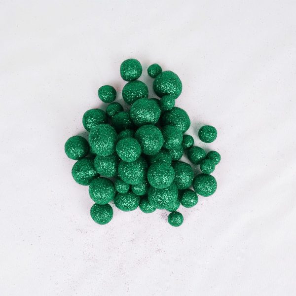 2.2cm Wool Felt Glitter Ball | Christmas Green - Image 4