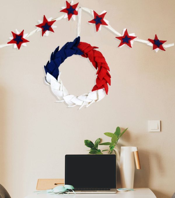 Felt Leaf Wreath for Fourth of July Decoration - Image 6